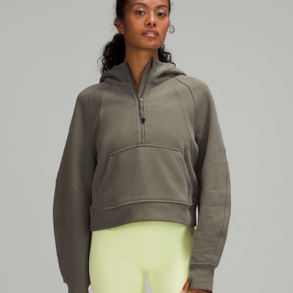 Lululemon | 1/2 Zip Scuba Hoodie Grey Sage Green
